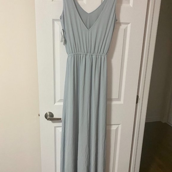 Show Me Your MuMu Kendall Maxi Dress in Steel Blue Chiffon L - Picture 2 of 7